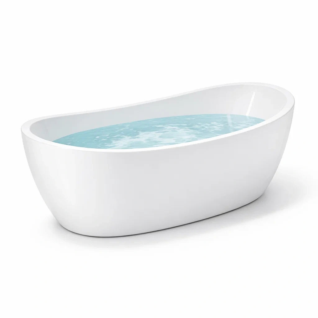 Baignoire îlot en fibre de verre blanche 170x75x58 cm-dwellinspire