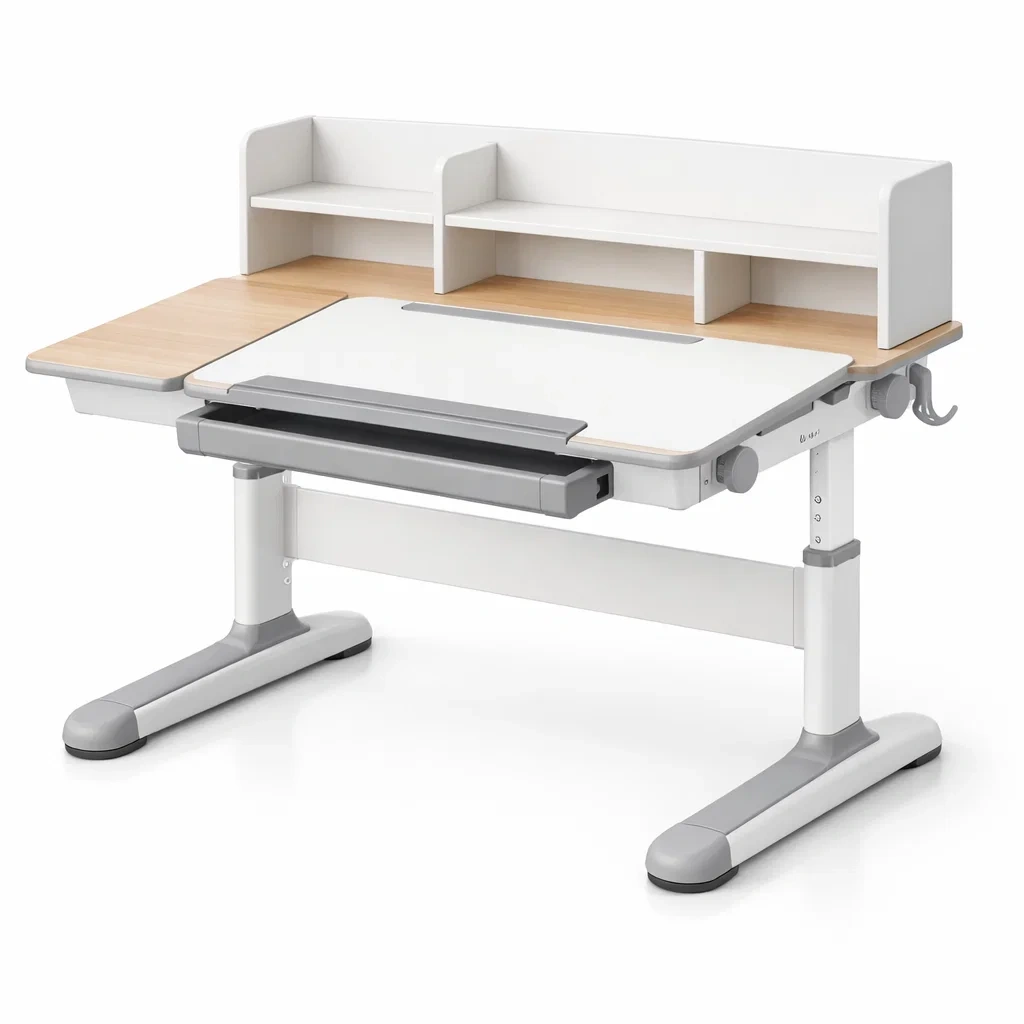 Bureau pour enfant réglable en mdf et métal avec étagères-dwellinspire