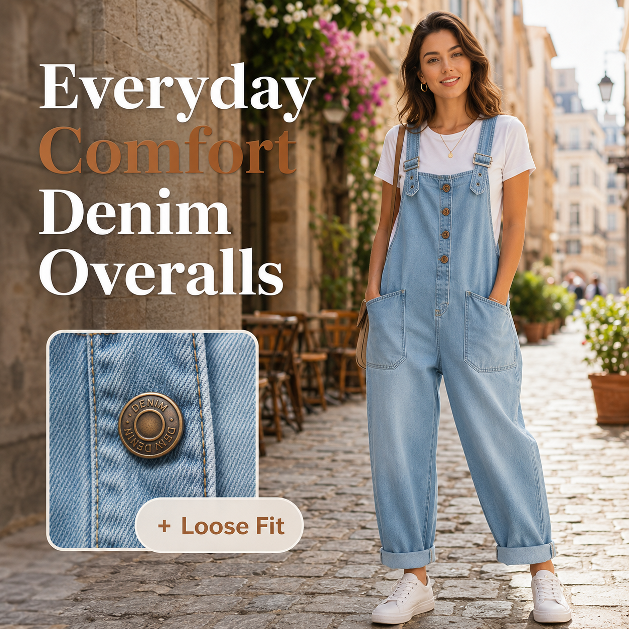 Women’s Relaxed Denim Dungarees 