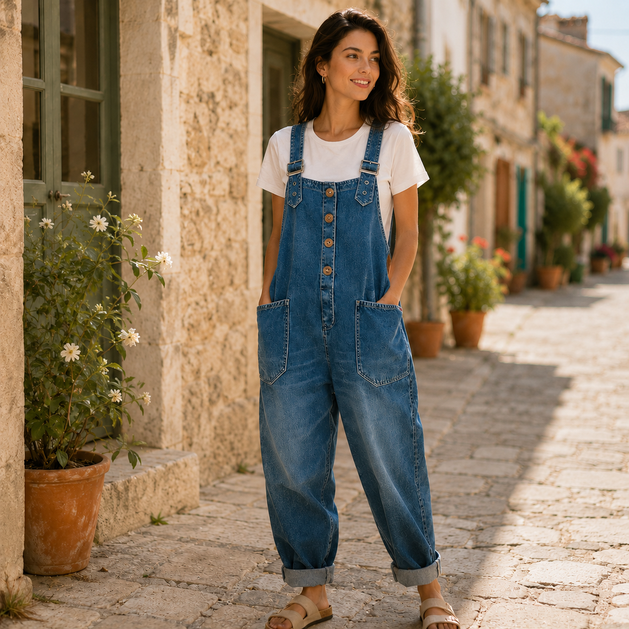 Women’s Relaxed Denim Dungarees 