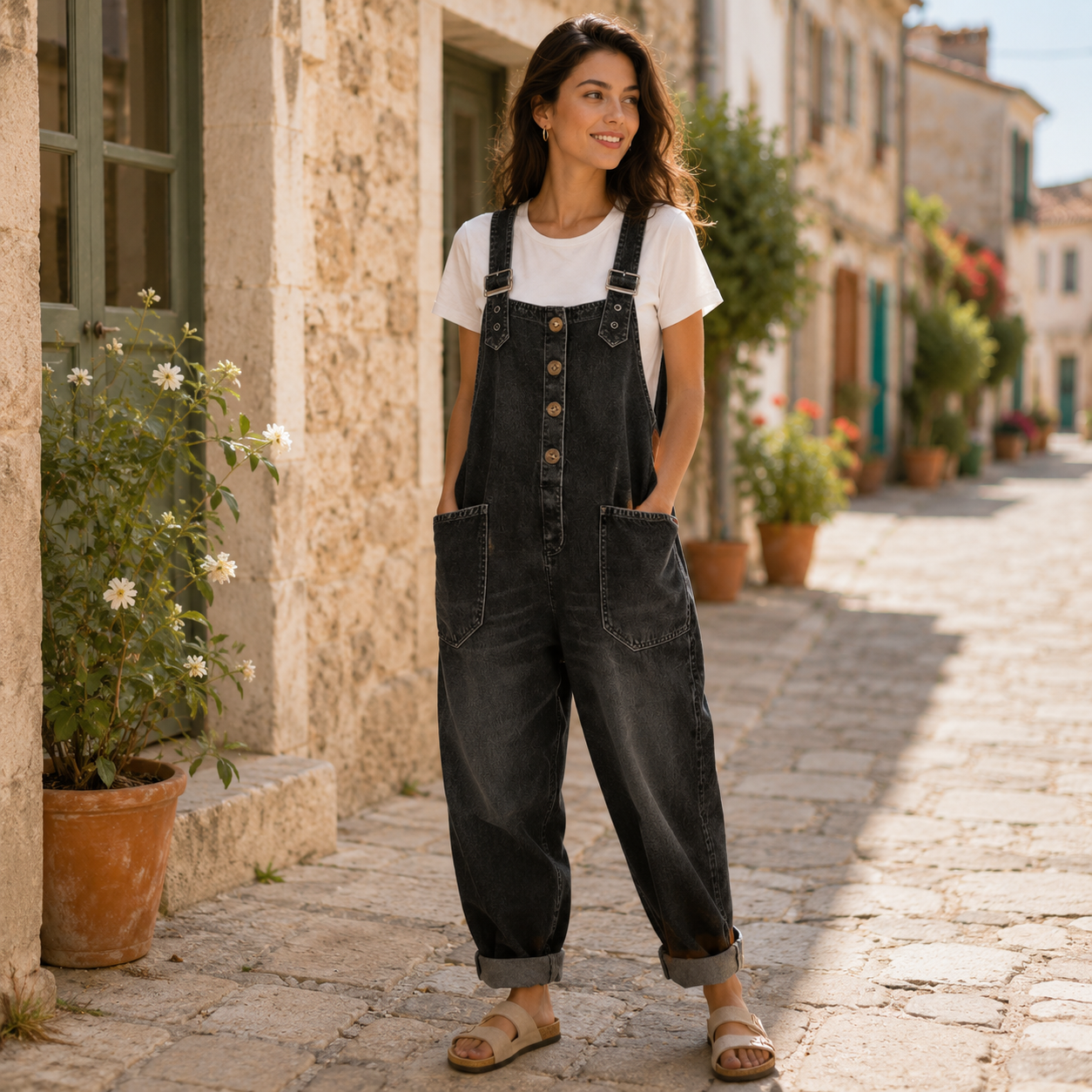 Women’s Relaxed Denim Dungarees 