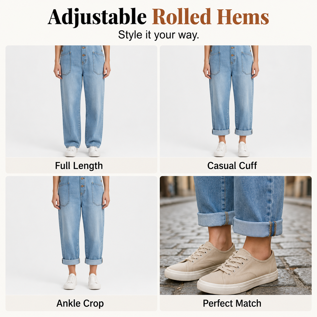 Women’s Relaxed Denim Dungarees 