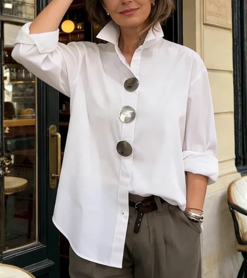 Elegant Women’s Blouse with Refined Collar & Relaxed Fit – Perfect for Work and Everyday Wear