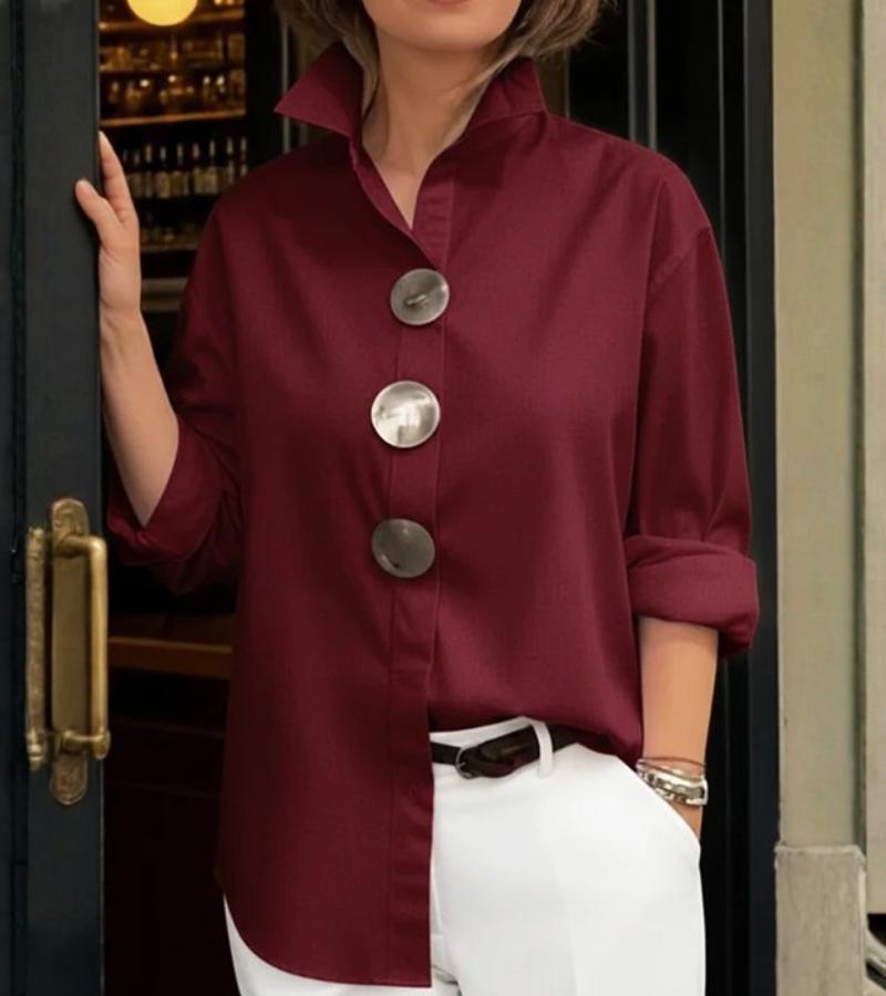 Elegant Women’s Blouse with Refined Collar & Relaxed Fit – Perfect for Work and Everyday Wear