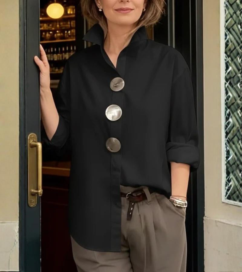 Elegant Women’s Blouse with Refined Collar & Relaxed Fit – Perfect for Work and Everyday Wear