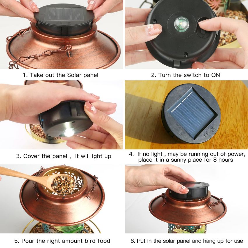 Solar-Powered Hummingbird Feeder with LED Light