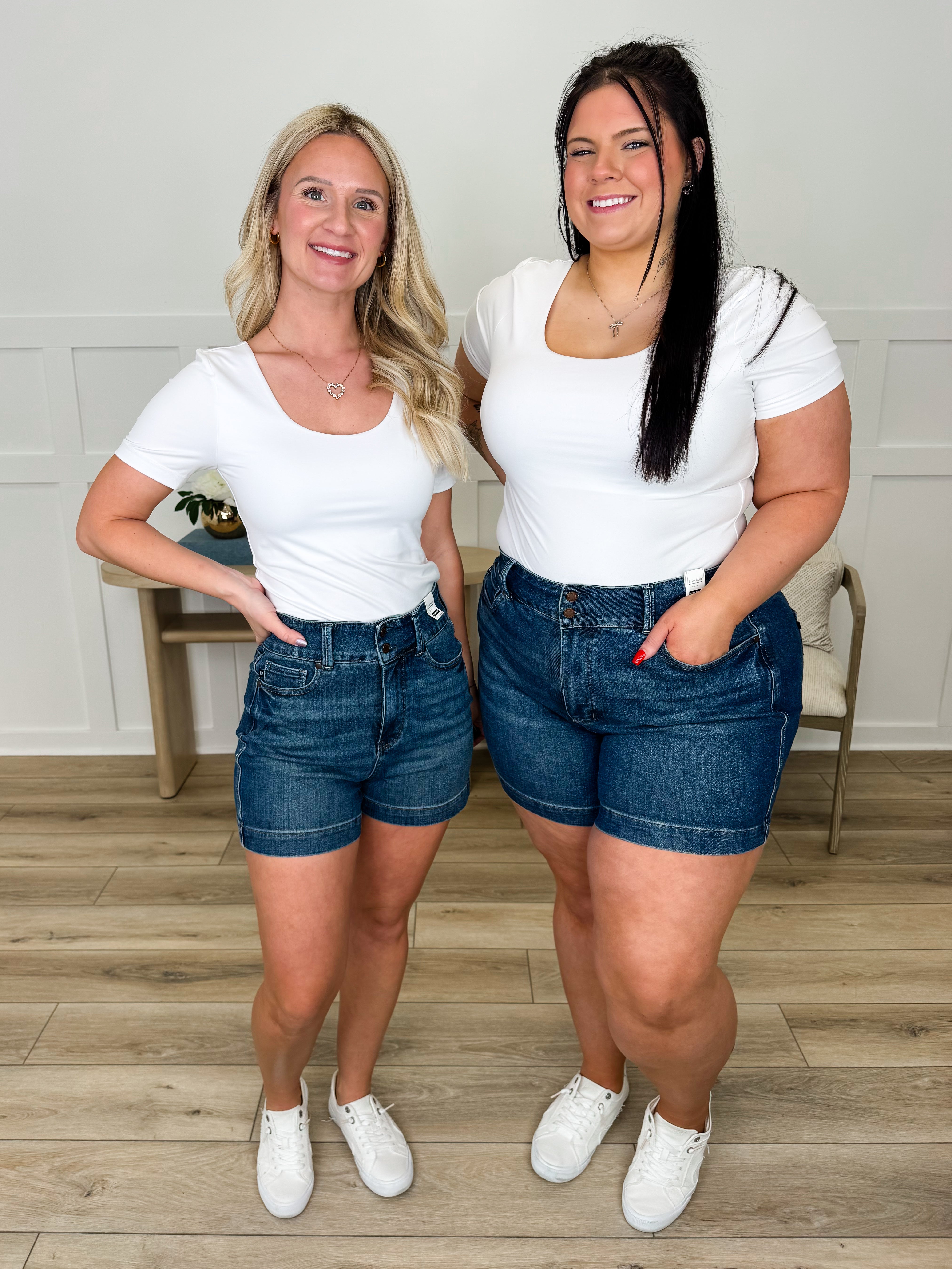 High-Rise Smoothing Denim Shorts