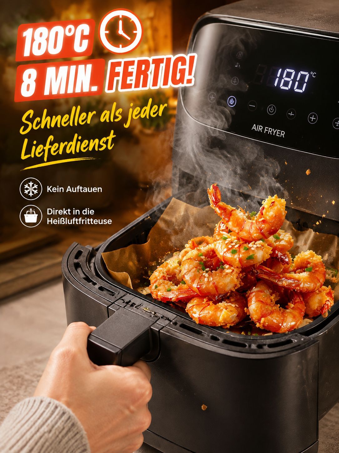 Knusprig geröstete Garnelen – der perfekte Snack ohne Kleckern | Keine fettigen Finger, hält Ihre Tastatur beim Arbeiten und Spielen sauber