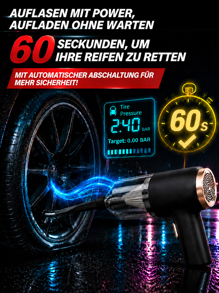 4‑in‑1 Kabelloser Auto‑Multistaubsauger｜Leicht 0,44 kg mit TÜV‑zertifiziertem Motor