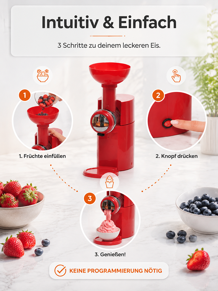 Kompakte Mini‑Kompressor‑Eismaschine | Kein Vorfrieren erforderlich, selbstgemachtes Eis