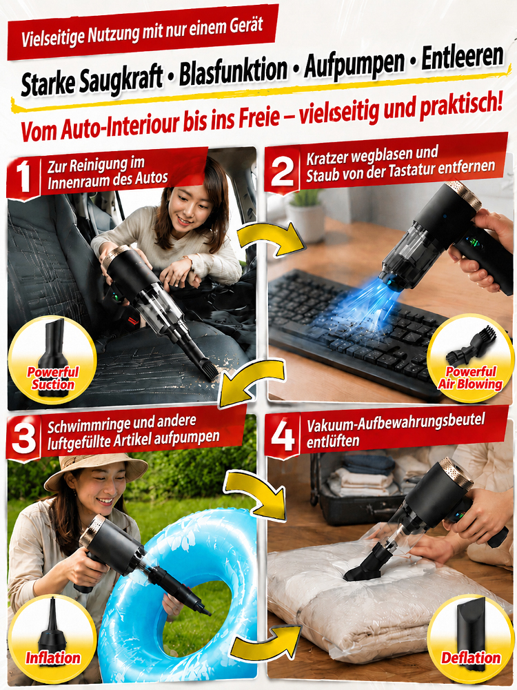4‑in‑1 Kabelloser Auto‑Multistaubsauger｜Leicht 0,44 kg mit TÜV‑zertifiziertem Motor