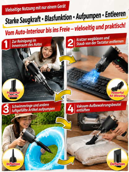 4‑in‑1 Kabelloser Auto‑Multistaubsauger｜Leicht 0,44 kg mit TÜV‑zertifiziertem Motor