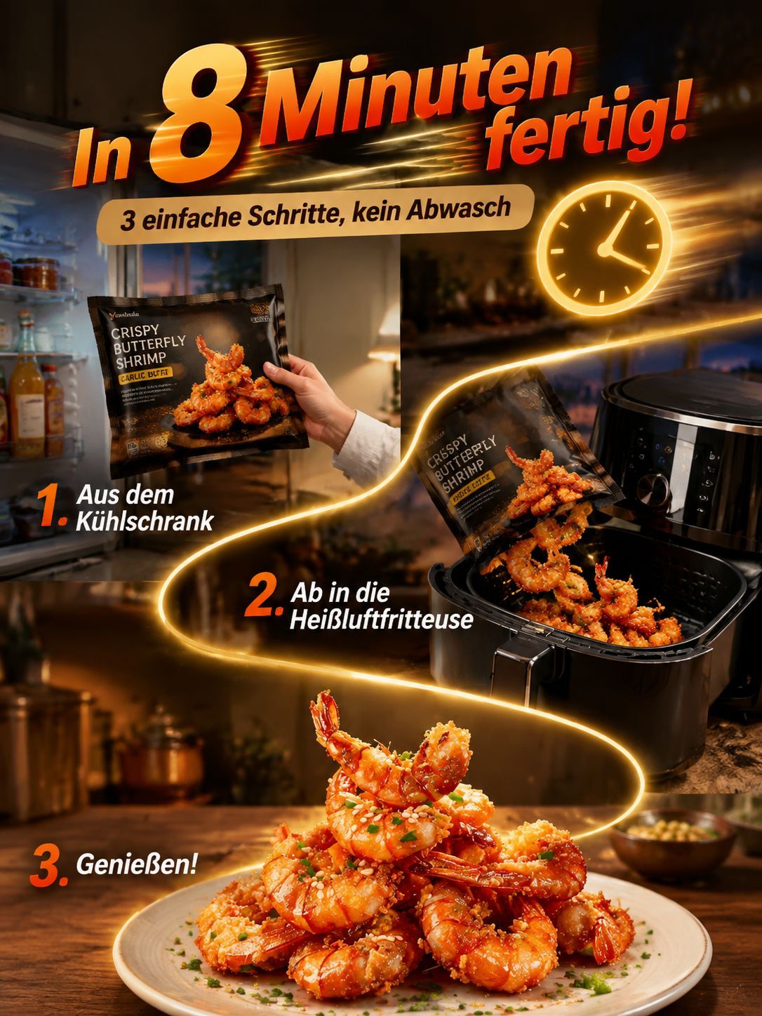 Knusprig geröstete Garnelen – der perfekte Snack ohne Kleckern | Keine fettigen Finger, hält Ihre Tastatur beim Arbeiten und Spielen sauber