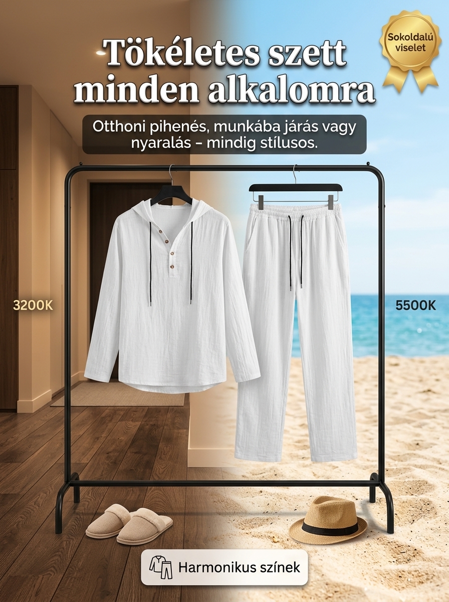 🔥Férfi alkalmi otthoni kapucnis ruhaszett | Karcsúsító Szabás, Légáteresztő és Bőrbarát Anyag | Elasztikus, Könnyű és Tartós - Minden Alkalomra| Optikailag Vékonyít, Könnyen Kombinálható Otthoni és Utcai Viselet.