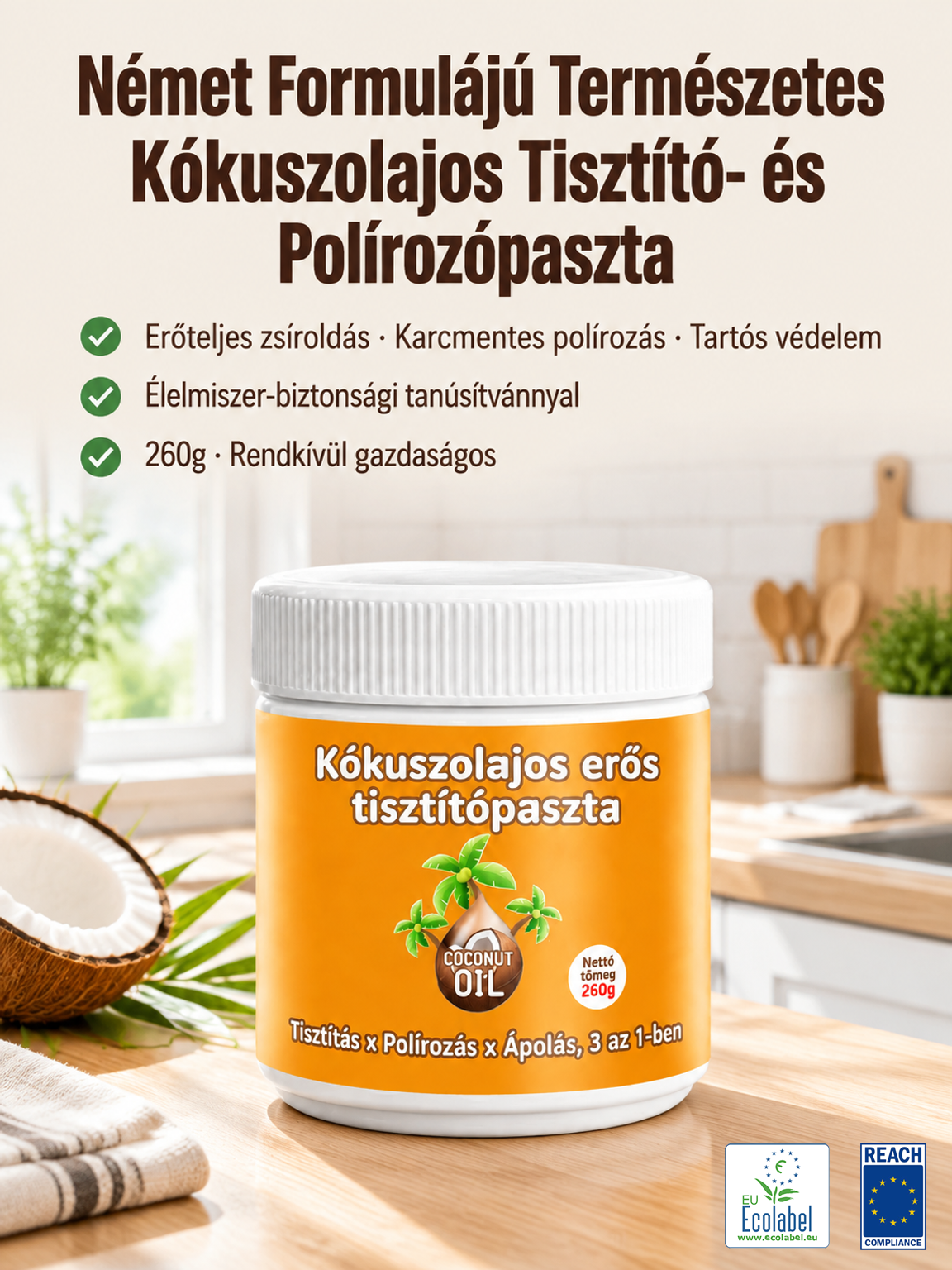 ✨ [10 Másodperces Megújulás - Az Otthoni Tisztítás Csodája] ✨Kókuszolaj erős folt eltávolító