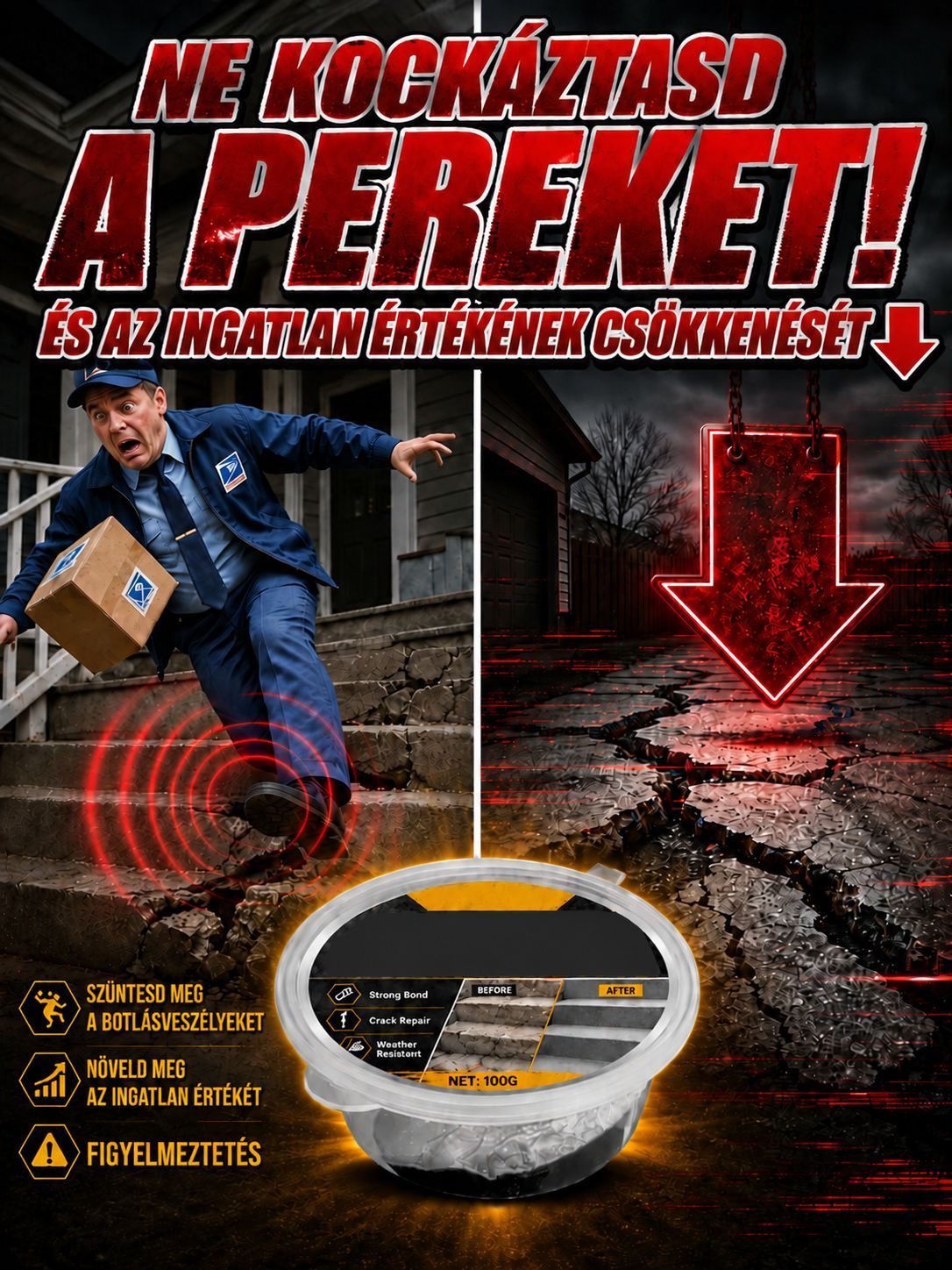 🔨lépcsőjavító ragasztó | Azonnali Repedésjavítás 5 Perc Alatt (Időjárásálló)- Zéró Zsugorodás, 100% Fagyálló Lépcső és Fal Javító🧱