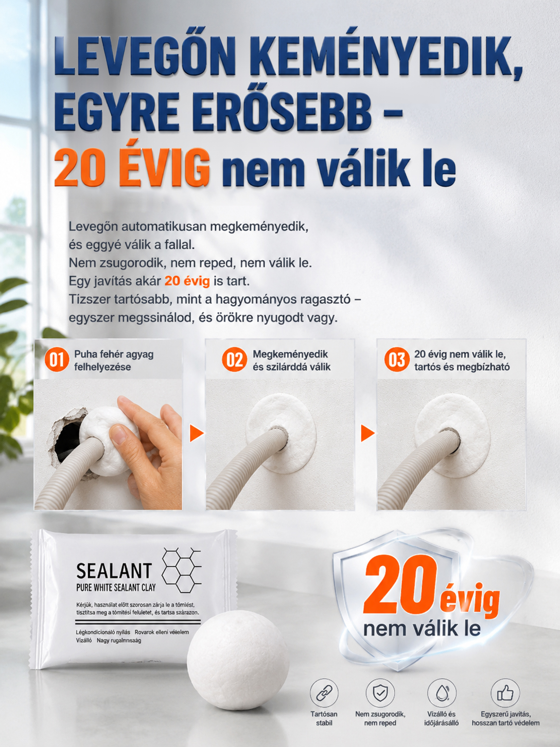 🛡️ [Európai Sláger]Repedéstömítő fehér vízelvezető csatorna cső vezeték | Kézi használat szerszámok nélkül | Vízálló, fagyálló és egérriasztó csoda fürdőbe/konyhába 🛡️