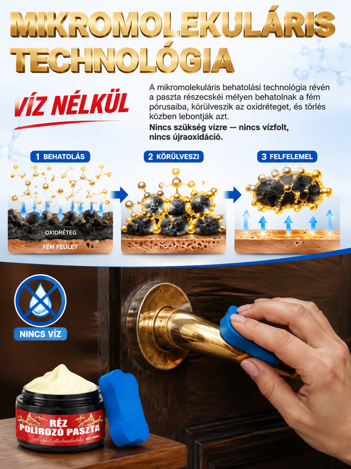 ✨【3mp Varázslat】Többfunkciós nyom nélküli helyreállító és oxidációeltávolító paszta– Instant Oxidációeltávolítás és 180 Napos Korrózióvédelem(Ajándék Szivaccsal)✨