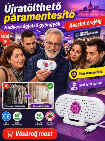 🔥 [Prémium Akció] Ciklikus Páramentesítő Készülék USB Regenerálással | Védelem a Ruháknak ⚡🌧️