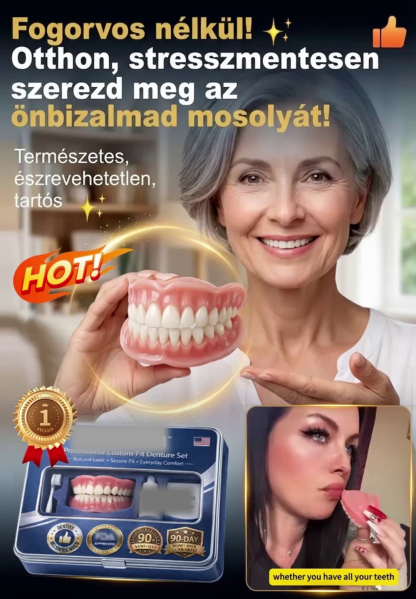 Azonnali tökéletes mosoly, kétféle színű műfogsor doboz