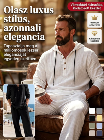 🔥Férfi alkalmi otthoni kapucnis ruhaszett | Karcsúsító Szabás, Légáteresztő és Bőrbarát Anyag | Elasztikus, Könnyű és Tartós - Minden Alkalomra| Optikailag Vékonyít, Könnyen Kombinálható Otthoni és Utcai Viselet.