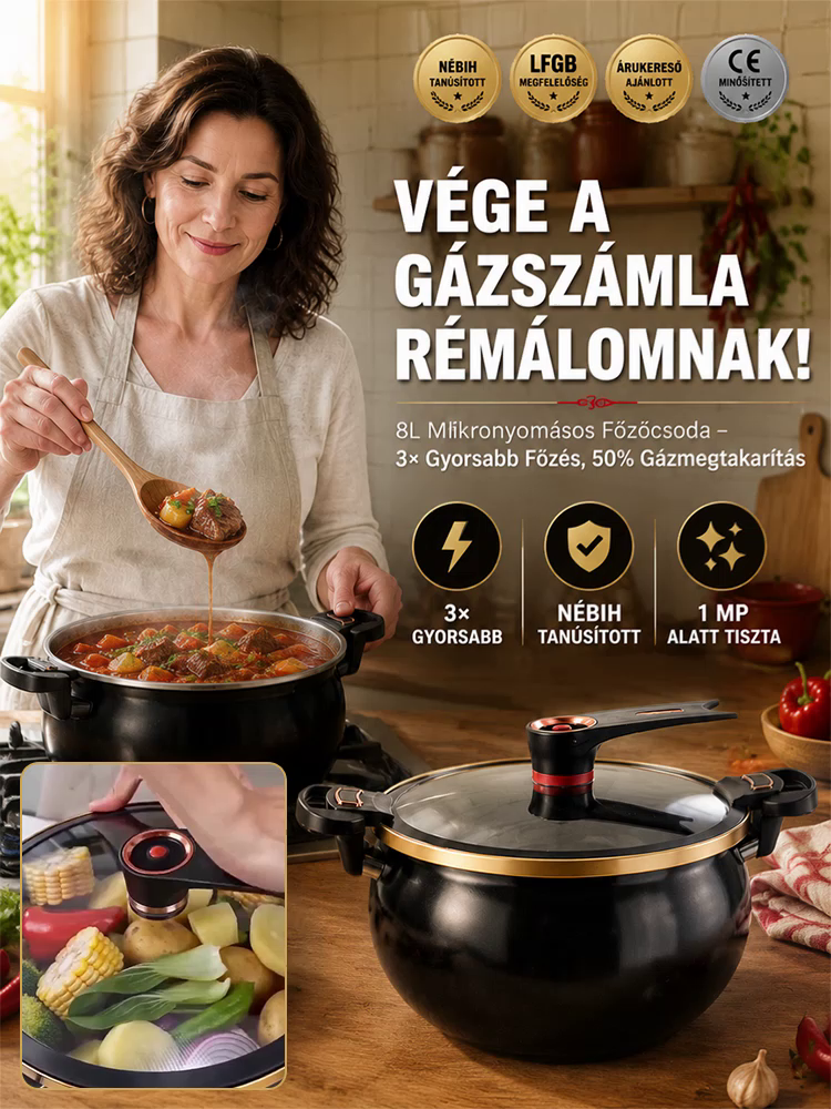 🔥【Biztonságos Kukta Alternatíva】Kerámia mikronyomású 7 literes nagy kapacitású főzőedény– 3x Gyorsabb Főzés, Tapadásmentes Kerámia🔥
