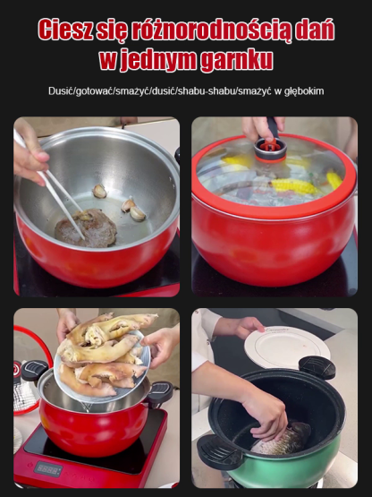 🔥【Biztonságos Kukta Alternatíva】Kerámia mikronyomású 7 literes nagy kapacitású főzőedény– 3x Gyorsabb Főzés, Tapadásmentes Kerámia🔥