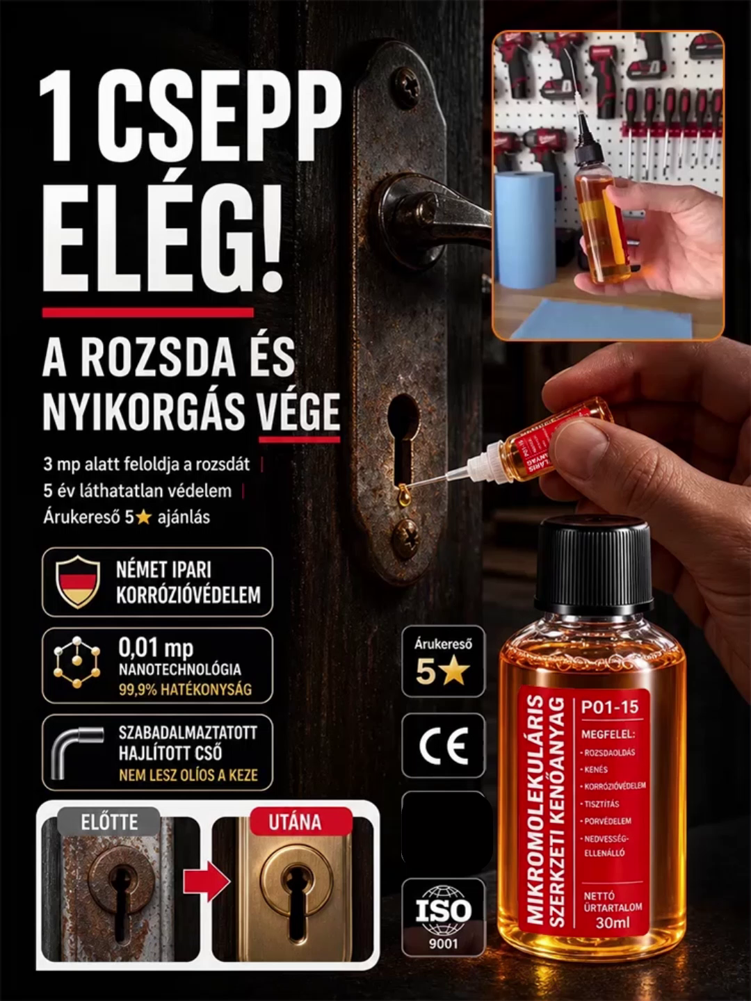 🌟[Akciós]: [50% OFF]Mikromolekuláris gépkenőanyag| 3 mp Gyors Rozsdaoldó, 5 Év Védelem | Nincs Több Nyikorgás és Olajos Kéz🌟