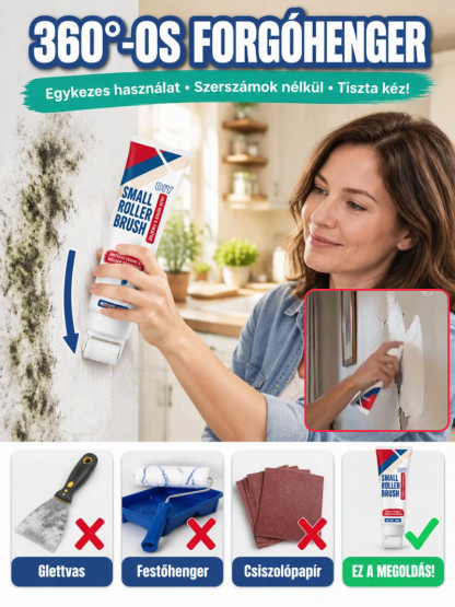 🎨 [Prémium DIY] Vízálló 360° Faljavító Henger – Radírozd le a Penészt és a Firkát! 💦