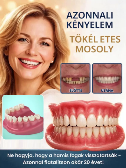 💎 Prémium teljes fogsor készlet | Ragasztó Nélküli, 8x Erősebb Tapadás | Tökéletes Mosoly 3 Perc Alatt| Hiányzó Fogak Azonnali Elrejtése | Fájdalommentes Felhelyezés Otthon |  Azonnali Hollywoodi Mosoly✨