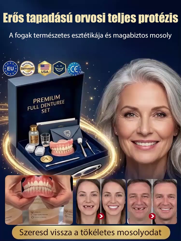 🦷 [VIP Készlet] Prémium Műfogsor Ragasztó Nélkül ✨ Azonnali Tökéletes Mosoly (-50% Akció)