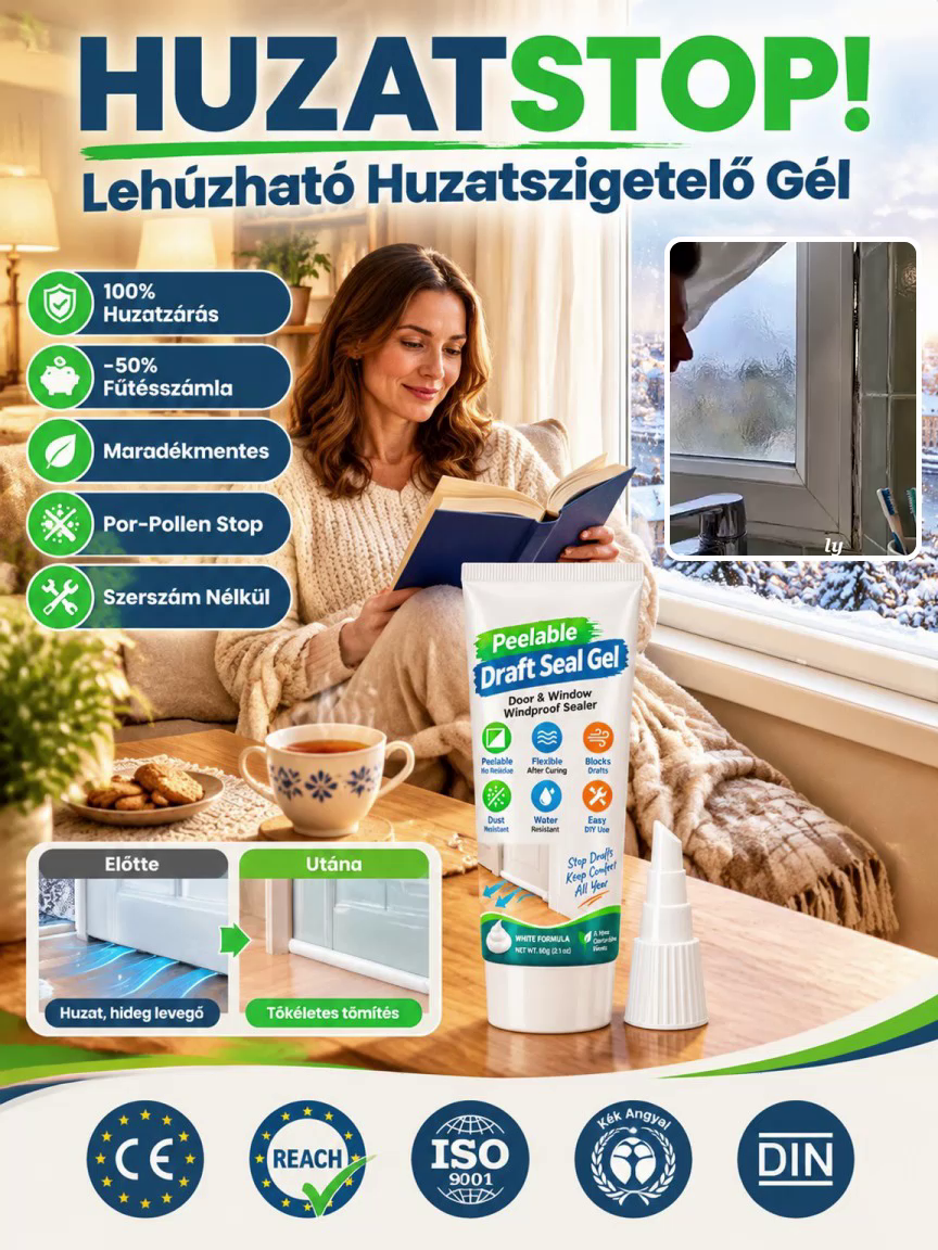 🌡️⚡ Huzatblokkoló & Hőmegtartó Gél – Azonnali 22°C-os Meleg Otthon | Por-, Pollen- és Szélvédelem (-50%)