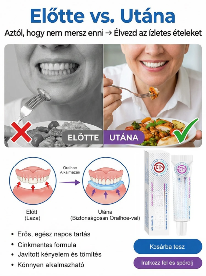 Élelmiszeripari minőségű hőre lágyuló fogsorragasztó