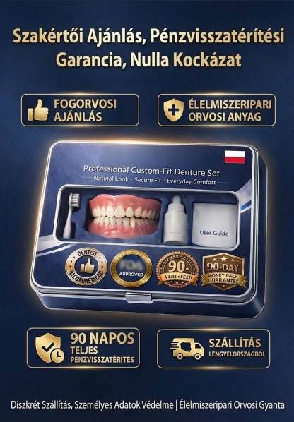 Azonnali tökéletes mosoly, kétféle színű műfogsor doboz