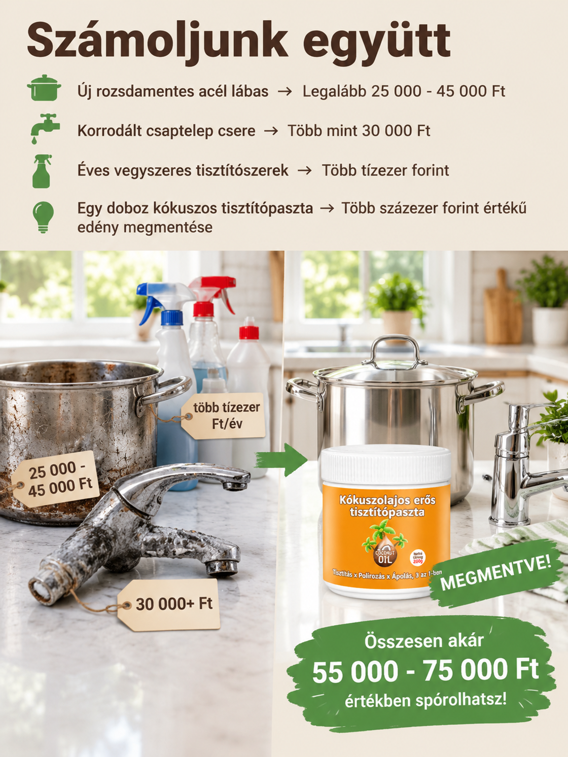 ✨ [10 Másodperces Megújulás - Az Otthoni Tisztítás Csodája] ✨Kókuszolaj erős folt eltávolító