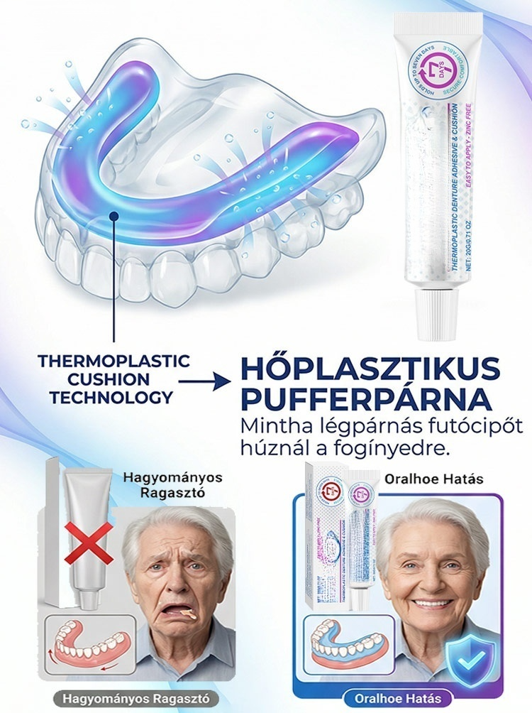 Élelmiszeripari minőségű hőre lágyuló fogsorragasztó