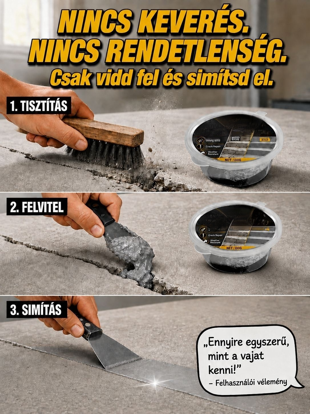 🔨lépcsőjavító ragasztó | Azonnali Repedésjavítás 5 Perc Alatt (Időjárásálló)- Zéró Zsugorodás, 100% Fagyálló Lépcső és Fal Javító🧱
