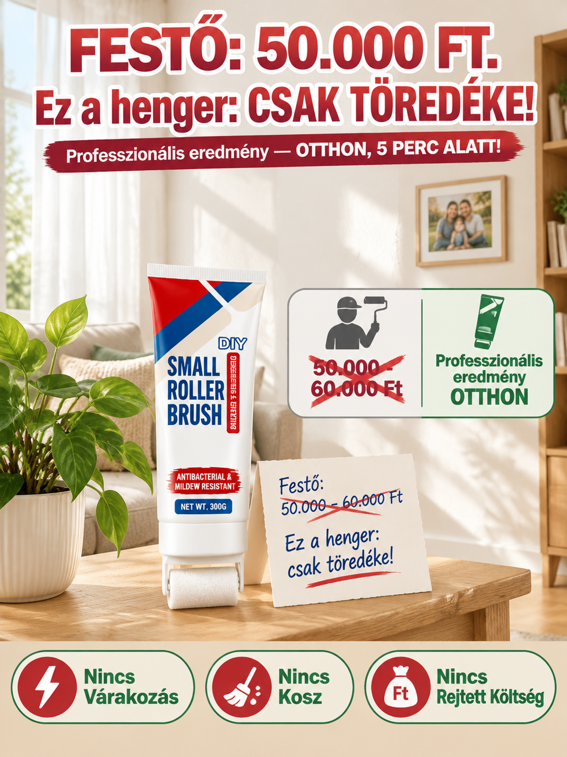 🎨 [Prémium DIY] Vízálló 360° Faljavító Henger – Radírozd le a Penészt és a Firkát! 💦