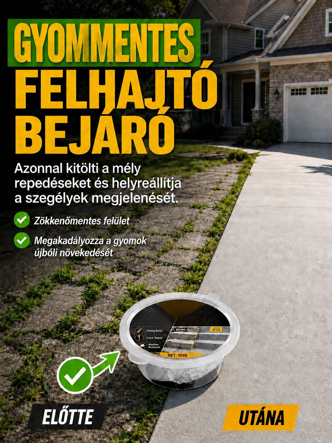 🔨lépcsőjavító ragasztó | Azonnali Repedésjavítás 5 Perc Alatt (Időjárásálló)- Zéró Zsugorodás, 100% Fagyálló Lépcső és Fal Javító🧱