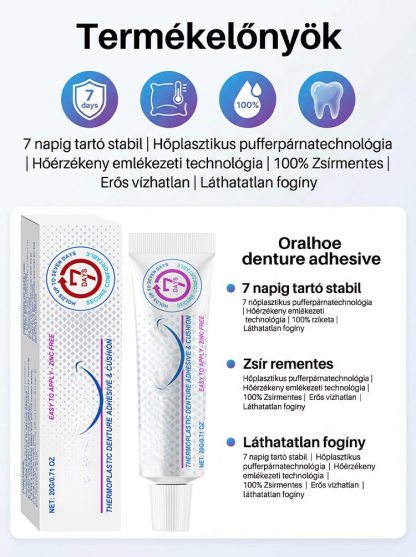 【1 Kenés = 7 Nap Tartás】100% Cinkmentes Hőplasztikus Műfogsor Párna | Zárja ki az Ételmaradékot, Harapj Bátran!