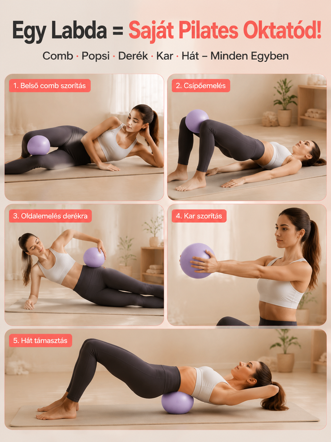 [Német Technológia] Robbanásbiztos pilates labda – Napi 5 perc alakformálás és derékvédelem (-50% akció)
