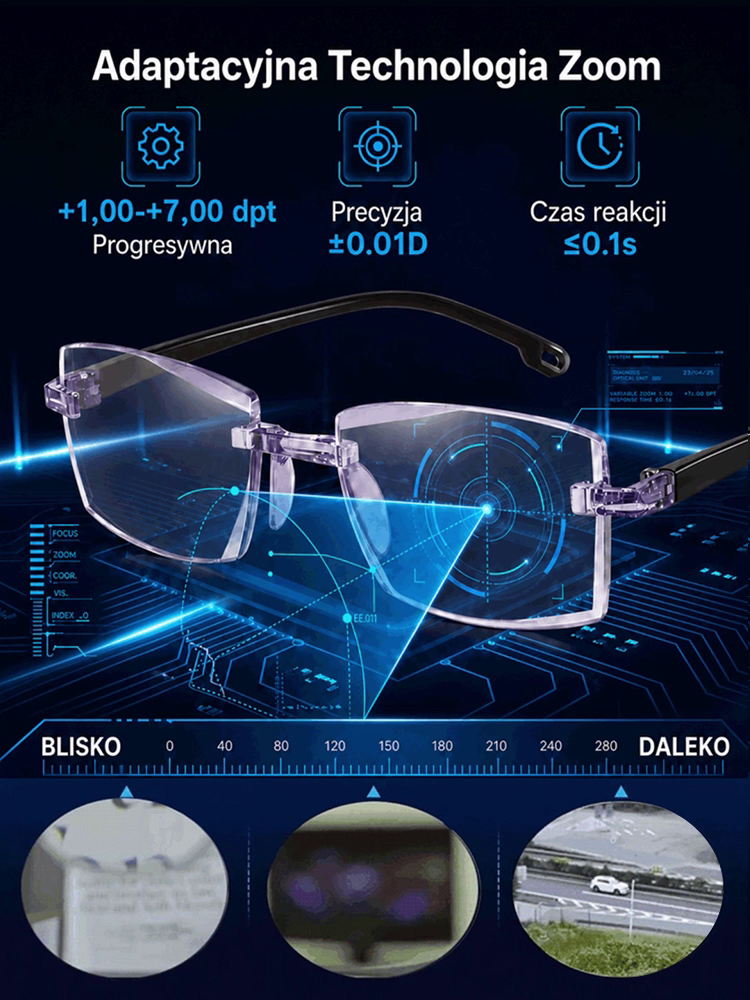 【Német Technológia】Keret nélküli progresszív szemüveg (+1,00-től +7,00-ig önbeálló)