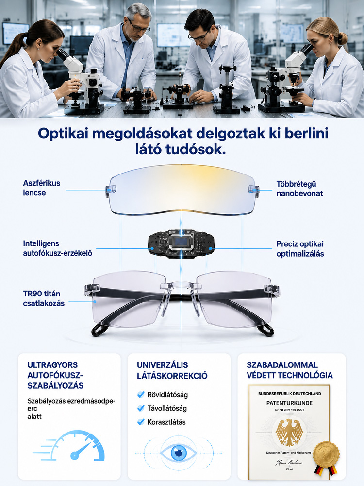 【Német Technológia】Keret nélküli progresszív szemüveg (+1,00-től +7,00-ig önbeálló)