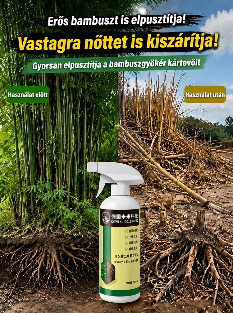 [3 Éve No.1] Erős Gyom- és Bambuszirtó Spray | 2 Méter Mély Gyökérpusztítás | Kutyabarát