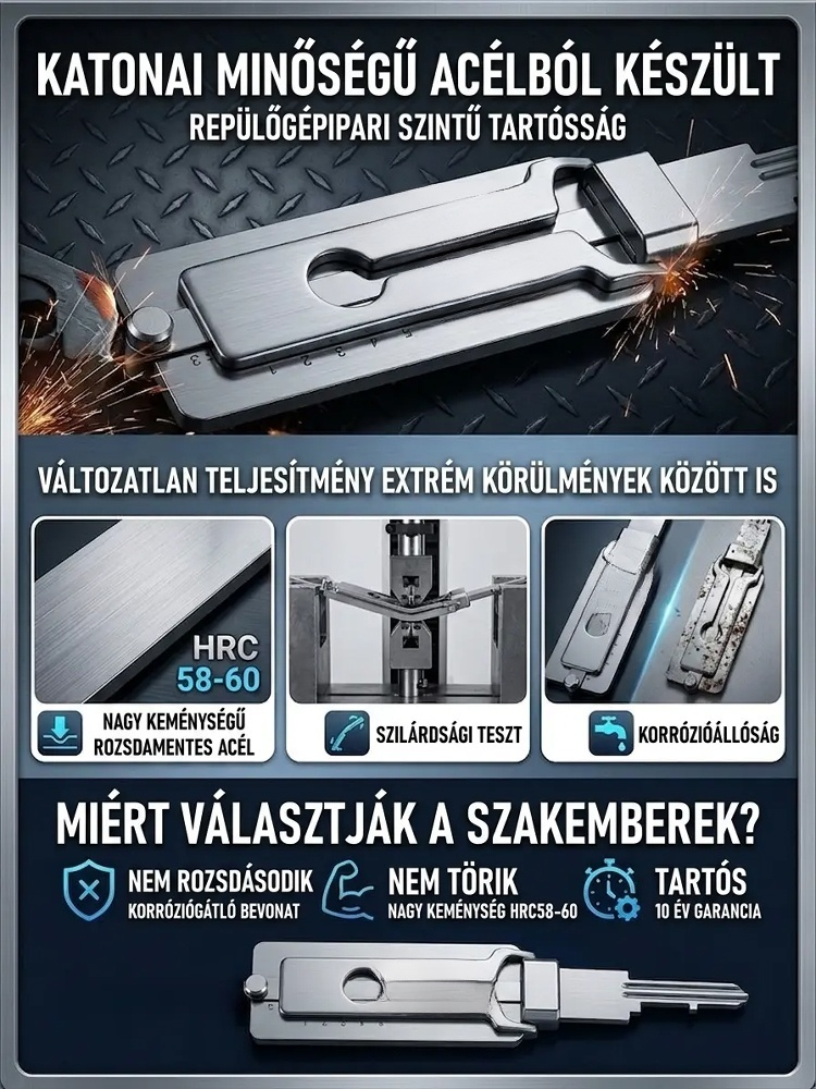 Katonai Acél Precíziós Zárnyitó Mester 🛡️ Nyisson zárat kártevés és feszegetés nélkül!