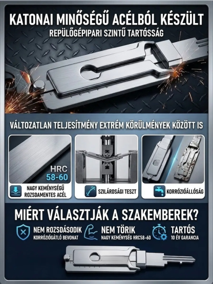 Katonai Acél Precíziós Zárnyitó Mester 🛡️ Nyisson zárat kártevés és feszegetés nélkül!