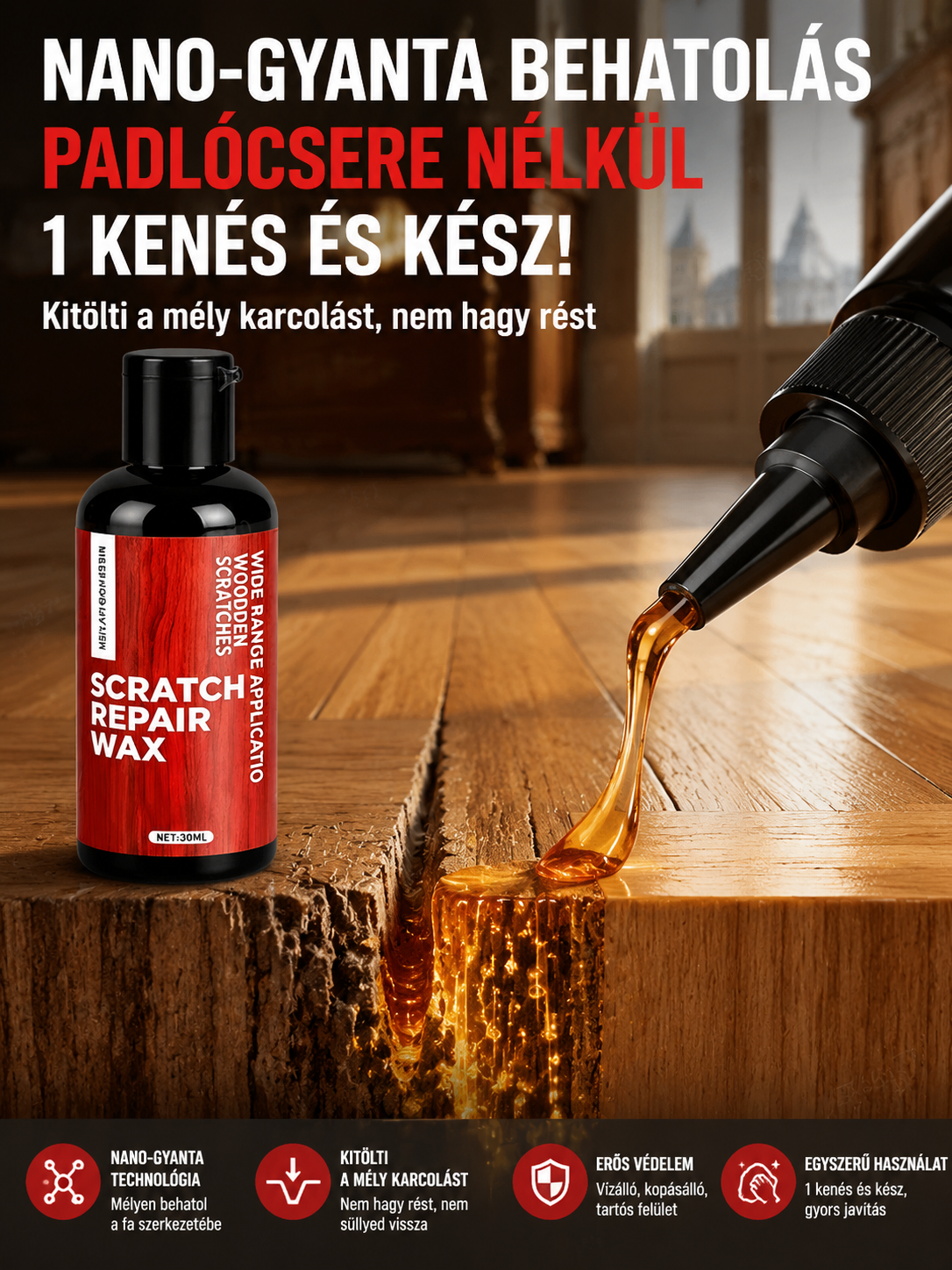 [Spórolj a felújításon] Német Nano Fa Karcjavító Gyanta 