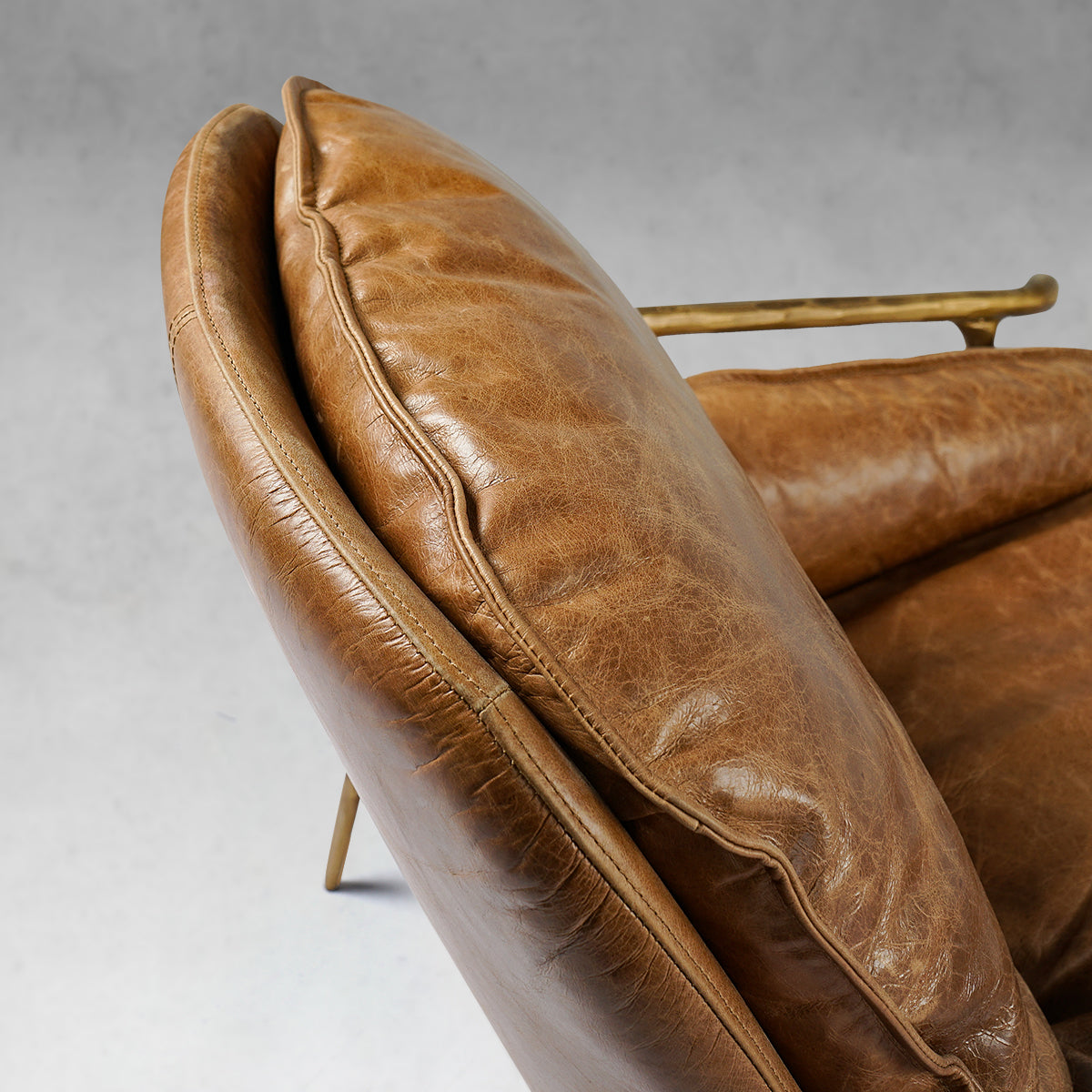 Vintage Forged Brown Leather Accent Chairs