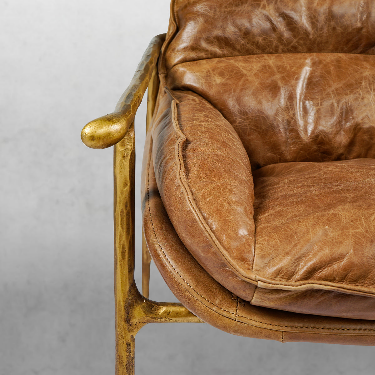 Vintage Forged Brown Leather Accent Chairs