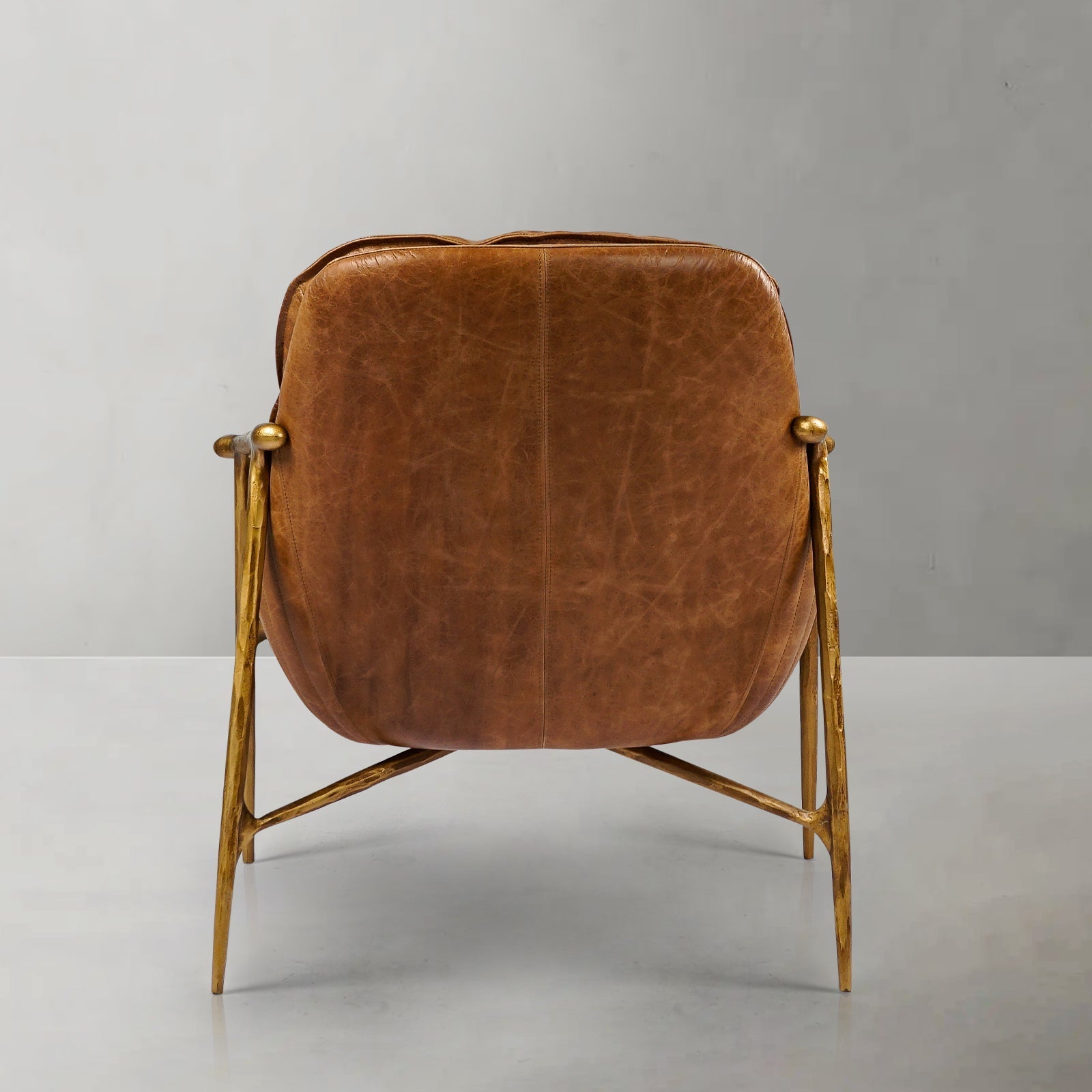 Vintage Forged Brown Leather Accent Chairs